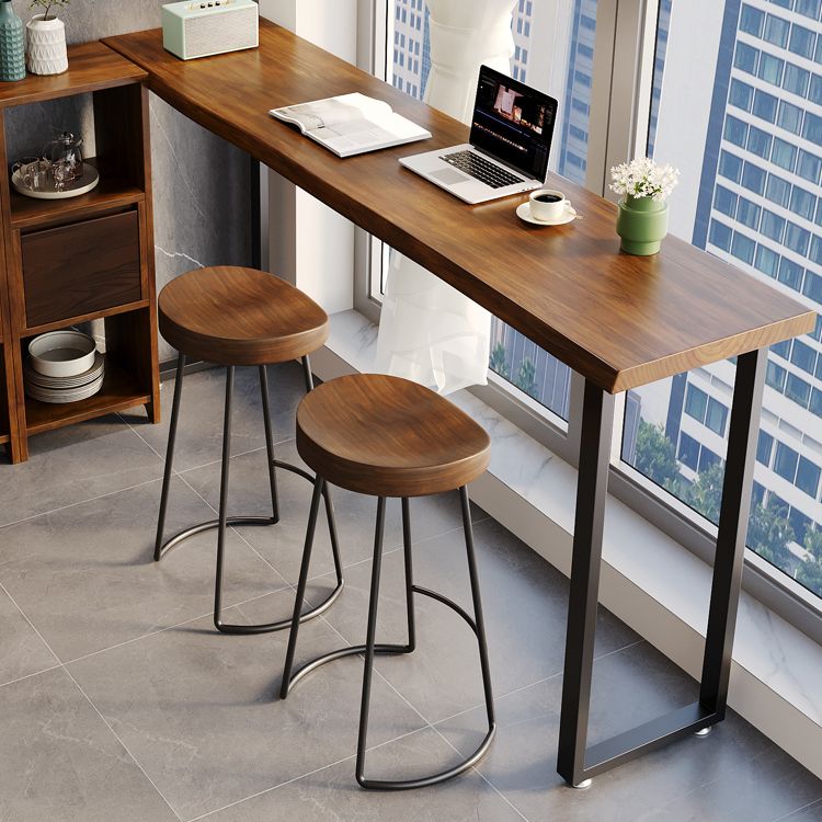 Modern Rectangle Wood Bar Table Metal Base for Milk Tea Shop Clearhalo 'Bar Furniture' 'Bar Tables' 'bar_tables' 'furn' 'furn_bar_tables' 'Furniture' 'Kitchen & Dining Furniture' 1200x1200_818c69c1-b64d-45be-97b2-807b61dad8a1