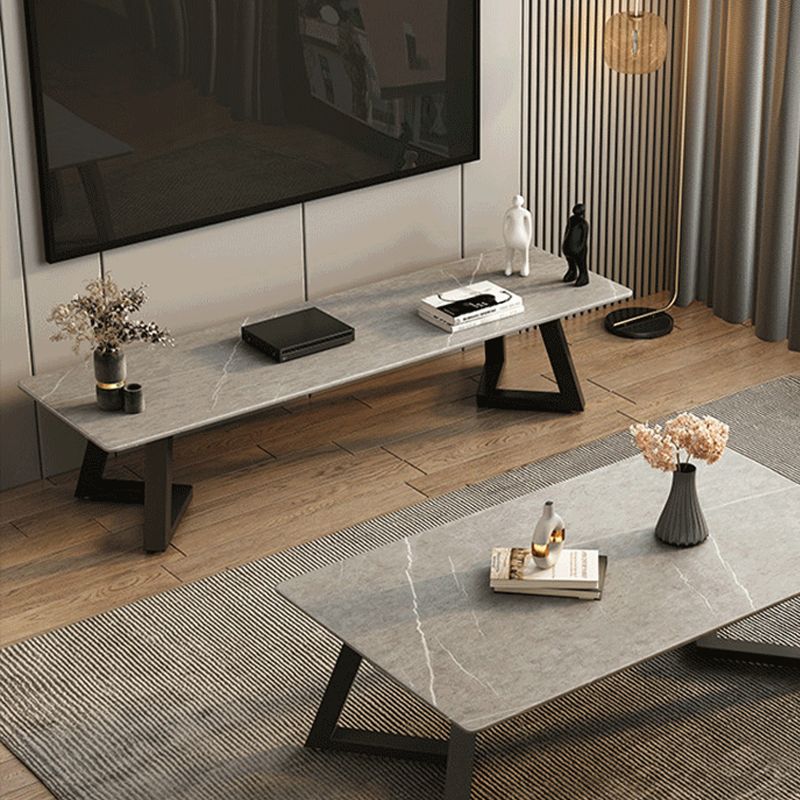 モダンな16 "Wテレビメディアスタンドストーンオープンシェルフテレビスタンドコンソール