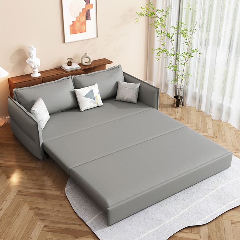 Divano in pelle in finto grigio con divano posteriore cuscino cucito cucito