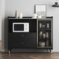 Zwarte open opbergserver Glam Wood Dining Server met 2 lades