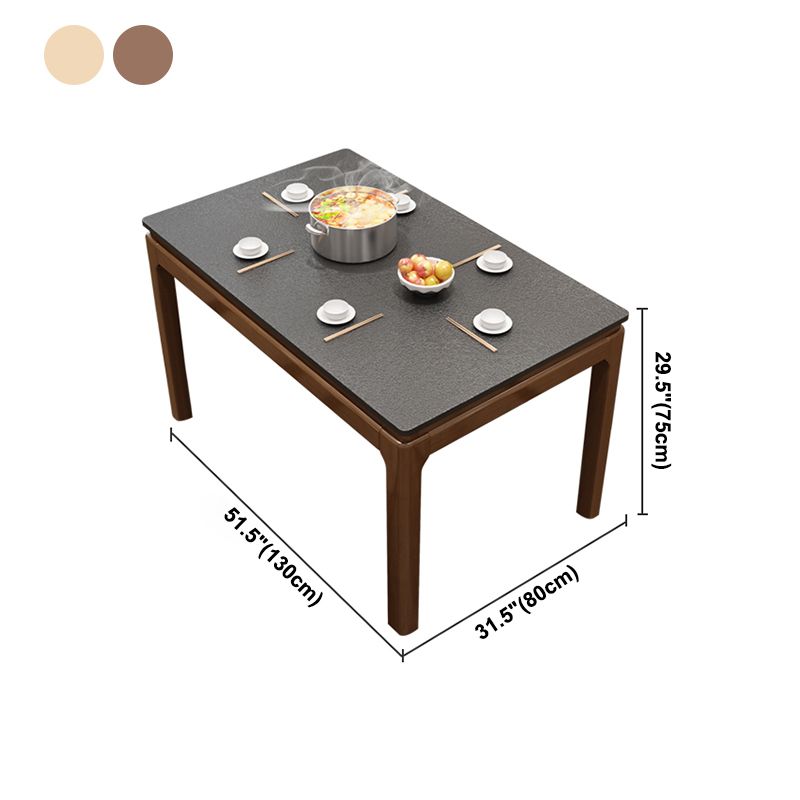 Mid-Century Sintered Stone Dining Table 4 Legs Solid Wood Base Rectangle Table for Home Clearhalo ' dining_table' 'Dining Tables & Seating' 'Dining Tables' 'furn' 'furn_dining_table' 'Furniture' 'furniture_dining_table' 'Kitchen & Dining Furniture' 'kitchen&dining_furn' 'kitchen' 'kitchen_dining_table' 1200x1200_81919e83-cf07-44b2-a514-eebbcb344028