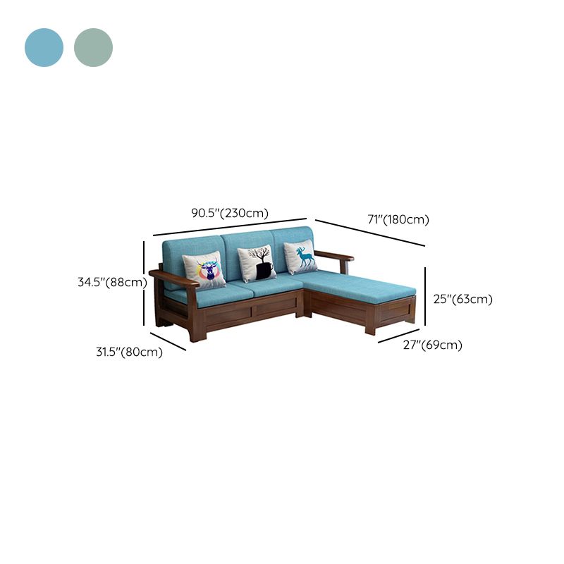 Nordic Settee Cushions Sectional Square Arm Fabric Seating for Living Room