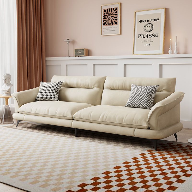 31.49 "Sofá de cuero sintético escandinavo de cuero/lino con brazo acampanado
