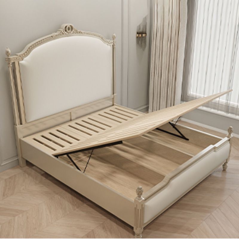 Echt lederen gestoffeerd standaardbed 63 "H paneelbed met opslag van lift omhoog
