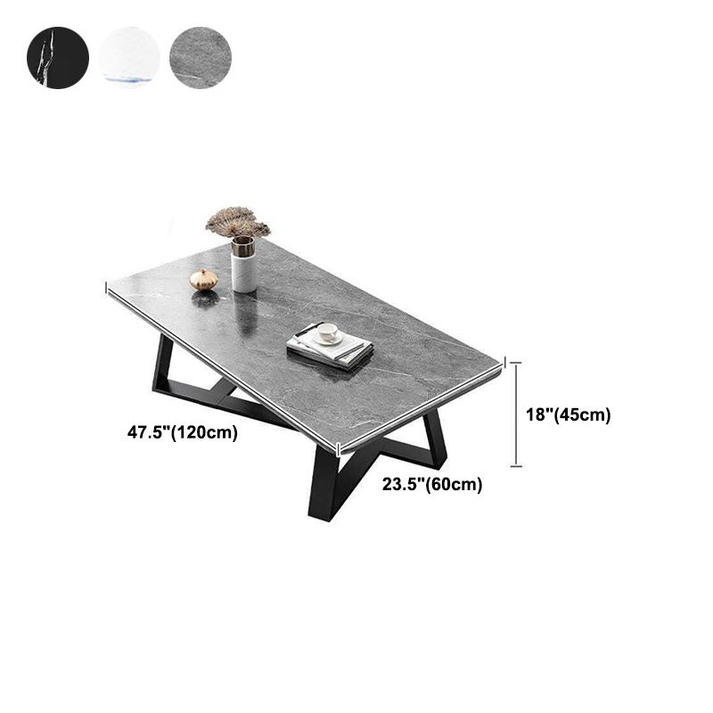 Glam Style Rectangular Slate Cocktail Table with Cross Legs Base Coffee Table