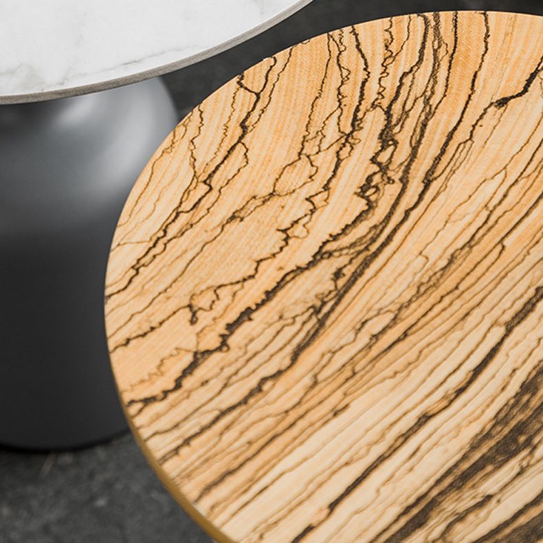 Modernistic Pedestal End Table Slate/Wood Top Round Corner Table Clearhalo 'Coffee & Accent Tables' 'End & Side Tables' 'end_side_tables' 'furn' 'furn_end_side_tables' 'Furniture' 'Living Room Furniture' 1200x1200_81949679-ed97-4c2a-abc9-cbf7eed9f8fa