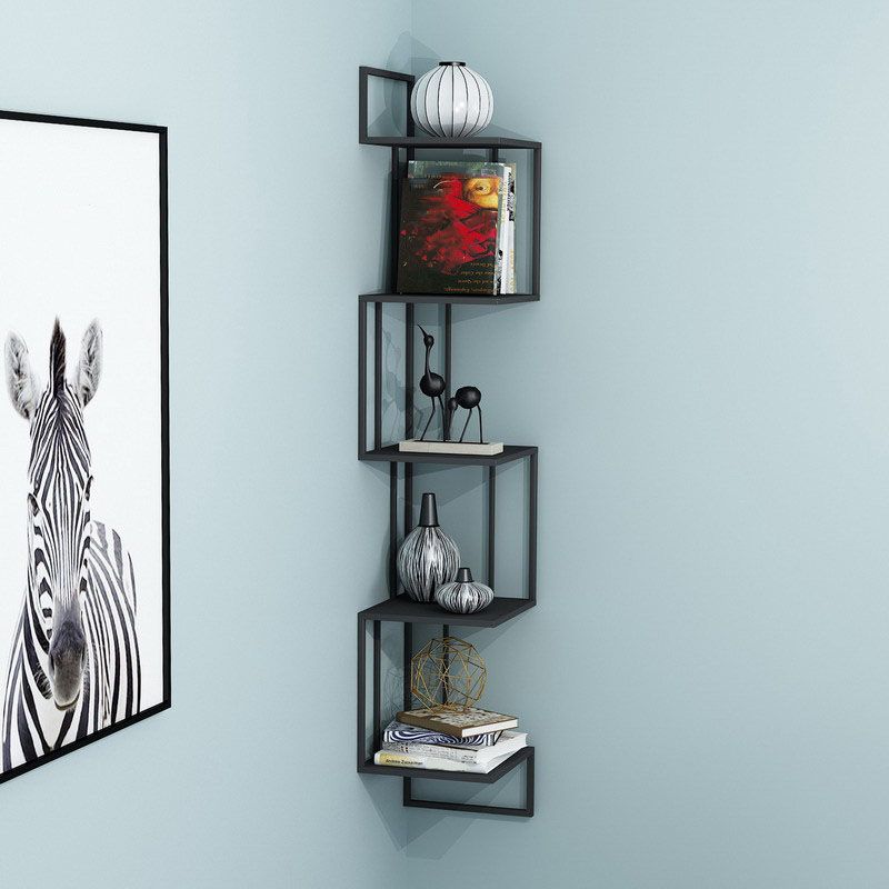 5 scaffali moderni libreria in metallo moderno scaffale a parete montato per soggiorno, 48 "h x 8.5" w