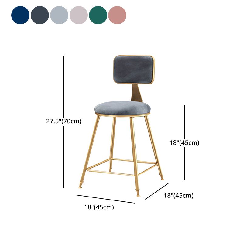 Glam Backrest Armless Counter Stool Iron Cafe Bar Stool with Suede Cushion Clearhalo 'Bar Furniture' 'Bar Stools' 'bar_stools' 'furn' 'furn_bar_stools' 'furniture_bar_stools' 'Kitchen & Dining Furniture' 'kitchen&dining_furn' 'kitchen' 'kitchen_furn' Furniture' 1200x1200_819519f8-350b-46f0-b98a-c0c9e4e970e1