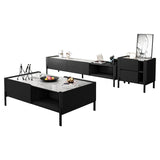 4 gambe caffè o tavolo da tavolo da end con cassetti di stoccaggio rettangolo