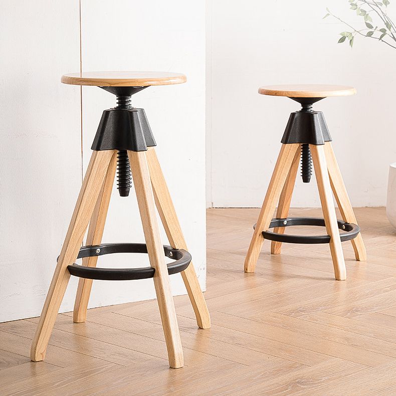 Adjustable Modern Counter Bar Stool Armless Wood Backless Bar Stool with Swivel Clearhalo 'Bar Furniture' 'Bar Stools' 'bar_stools' 'furn' 'furn_bar_stools' 'furniture_bar_stools' 'Kitchen & Dining Furniture' 'kitchen&dining_furn' 'kitchen' 'kitchen_furn' Furniture' 1200x1200_8196f18f-3914-4b10-bf65-594a3184df54