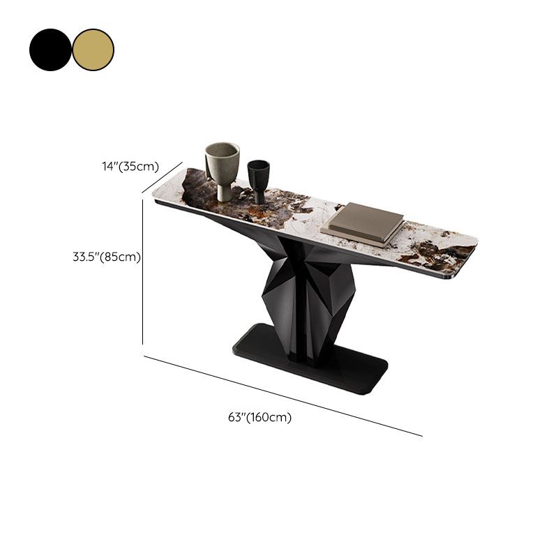 Rectangle Contemporary Console Table Gold/Black Stone Console Sofa Table