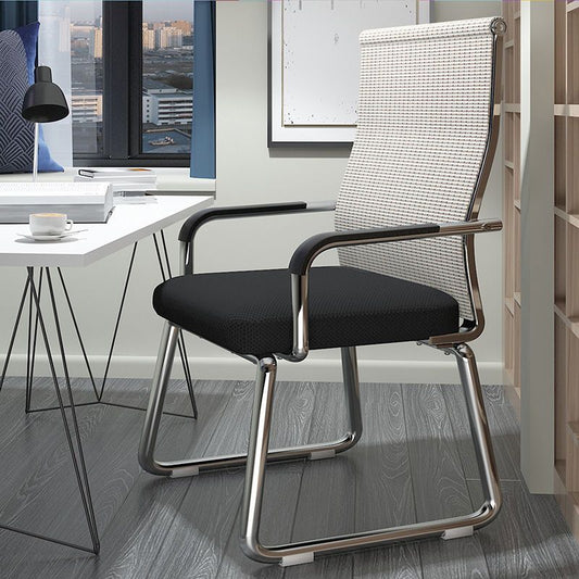 Sedia da ufficio in acciaio medio posteriore sedia da scrivania fissata con base a slitta