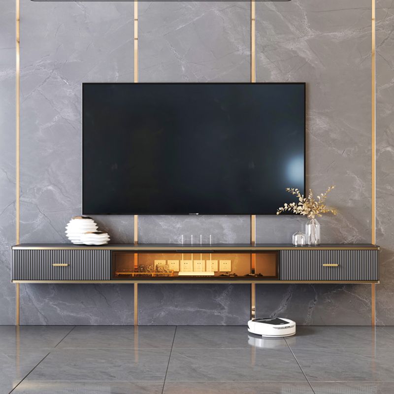 Glam Stone TV Console Wall-mounted Media Console TV Stand for Living Room Clearhalo 'furn' 'furn_tv_stands_entertainment_centers' 'Furniture' 'Living Room Furniture' 'TV Stands & Entertainment Centers' 'TV Stands & Media Storage Furniture' 'tv_stands_entertainment_centers' 1200x1200_8199022c-e758-4042-b004-ec666e098a76