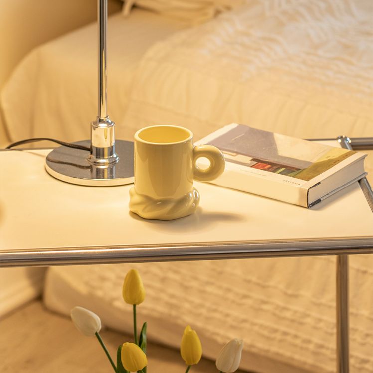 Mesa lateral de metal/vidrio rectangular con estilo moderno de base entre la base de la mitad del siglo