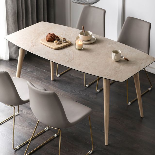 Modern Rectangle Ceramic Top Dining Table with Wood Legs for Living Room Clearhalo 'Dining Tables & Seating' 'Dining Tables' 'dining_table' 'furn' 'furn_dining_table' 'Furniture' 'Kitchen & Dining Furniture' 1200x1200_819c888a-c0bb-45bc-8ad1-600fac948ade