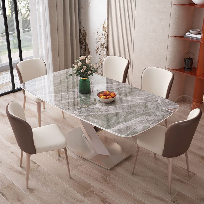Rechthoekige eettafel Wit stenen tafelblad voor eetkamer