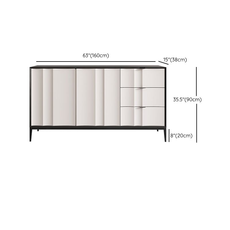 Contemporary Dining Server Engineered Wood Buffet Server with Drawers for Living Room