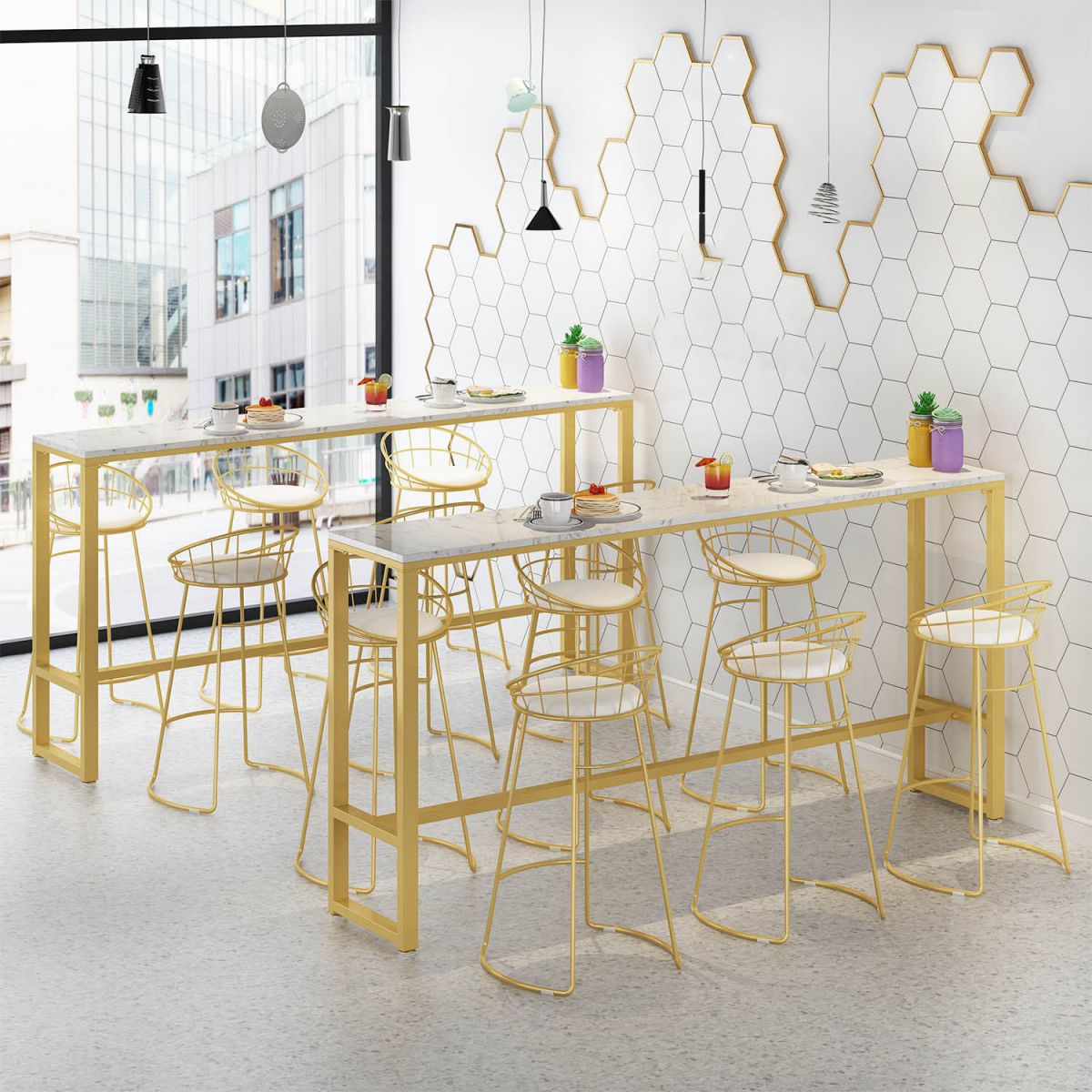 Rectangular Artificial Marble Bar Table Luxurious Bistro Table with Double Pedestal Clearhalo 'Bar Furniture' 'Bar Tables' 'bar_tables' 'furn' 'furn_bar_tables' 'Furniture' 'Kitchen & Dining Furniture' 1200x1200_819e79b6-a09b-4c98-8b86-e8f770dad4bf