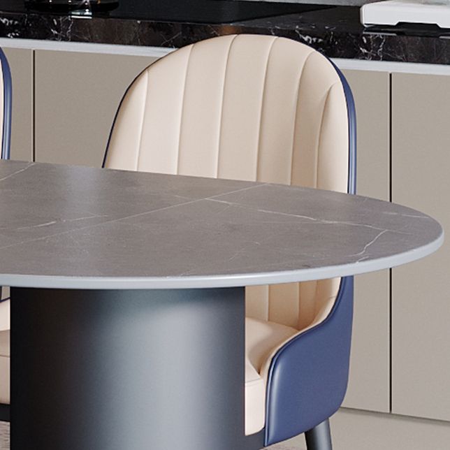 Modern Dining Table Stone Top Table with Steel Base in Black Clearhalo ' dining_table' 'Dining Tables & Seating' 'Dining Tables' 'furn' 'furn_dining_table' 'Furniture' 'furniture_dining_table' 'Kitchen & Dining Furniture' 'kitchen&dining_furn' 'kitchen' 'kitchen_dining_table' 1200x1200_819fe6cd-baa0-447b-ae90-2d5be1c32161