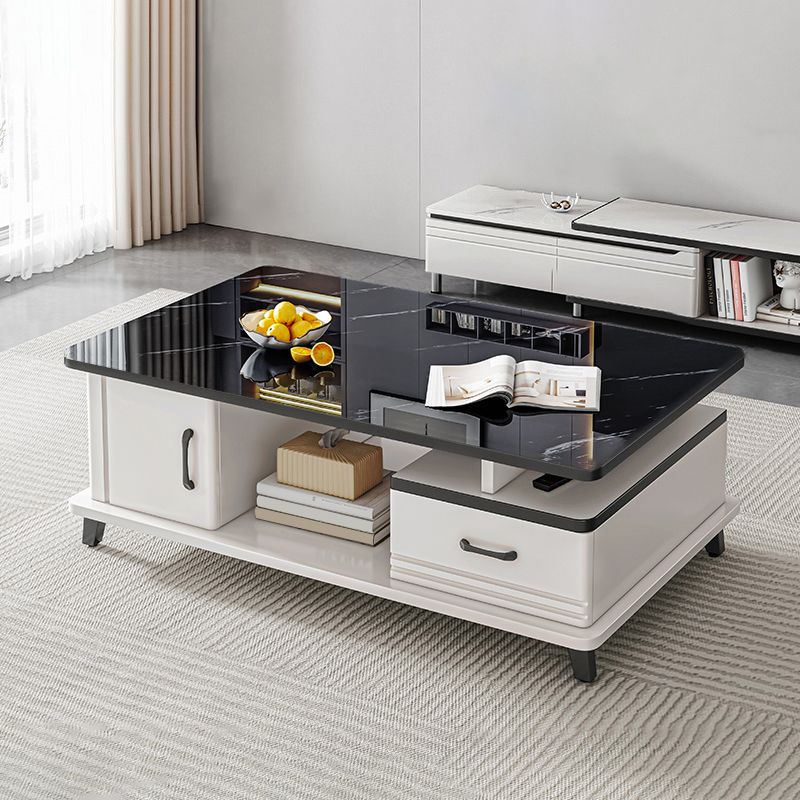 4 Legs Coffee Table Rectangle Single Stone Cocktail Table with Storage Clearhalo 'Coffee & Accent Tables' 'Coffee Tables' 'coffee_tables' 'furn' 'furn_coffee_tables' 'Furniture' 'Living Room Furniture' 1200x1200_81a20e2d-5ea7-4464-bc8b-d83c57406d03