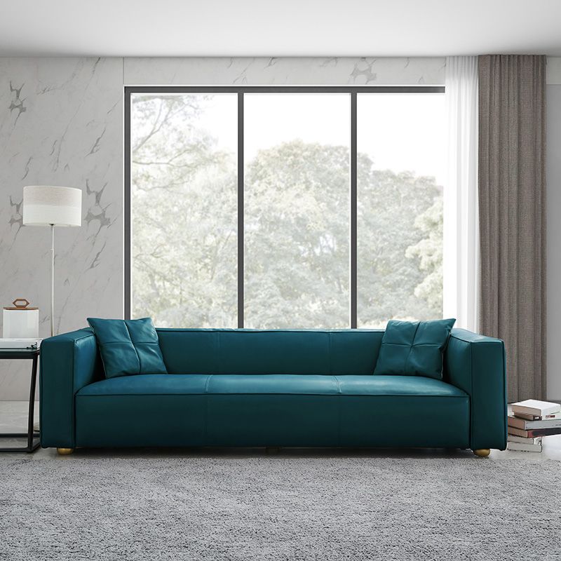 24.80"H Genuine Leather Square Arm Sofa with Tight Back for Living Room Clearhalo 'furn' 'furn_sofas' 'Furniture' 'furniture_sofas' 'kitchen' 'kitchen_sofas' 'Living Room Furniture' 'Sofa' 'sofas' 1200x1200_81a4e1e0-a8b8-4024-8c49-323237497b1f