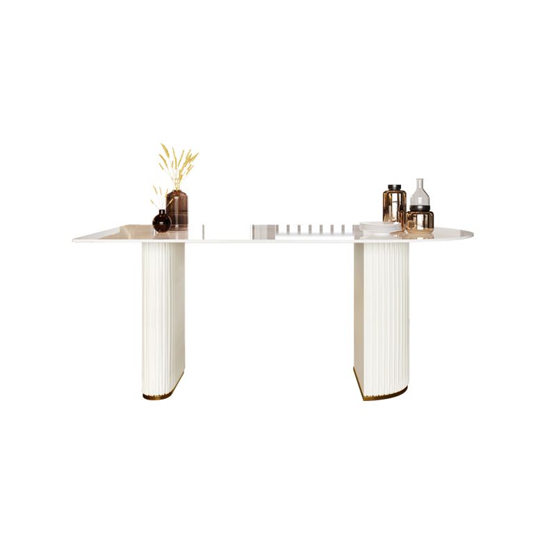 Double Pedestal Dining Table Stone Top Dining Table in White for Kitchen Clearhalo 'Dining Tables & Seating' 'Dining Tables' 'dining_table' 'furn' 'furn_dining_table' 'Furniture' 'Kitchen & Dining Furniture' 1200x1200_81a53d5f-03e3-4b6e-8475-fbd25bf116c5
