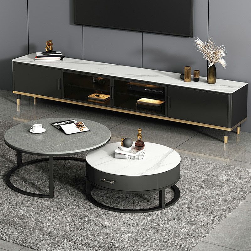 Stone TV Media Console Console TV con contenitore chiuso con ante