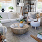 Solid Wood Drum Coffee Table Scandinavian Style Round Coffee Table
