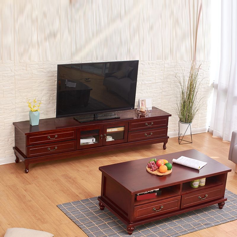 Consola de TV de madera Consola de medios de TV tradicional para sala de estar