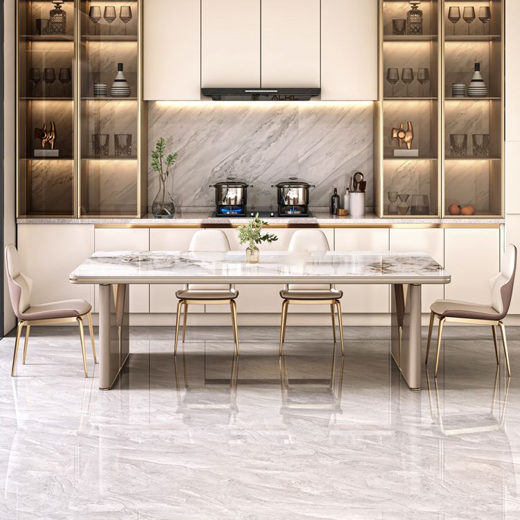 Set di tavoli da pranzo bianca ad alta lucido 1/4/5/7 pezzi Dinette in pietra per la cucina