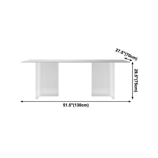 Modern White Dining Table Rectangle Sintered Stone Dining Table with Acrylic Base for Kitchen