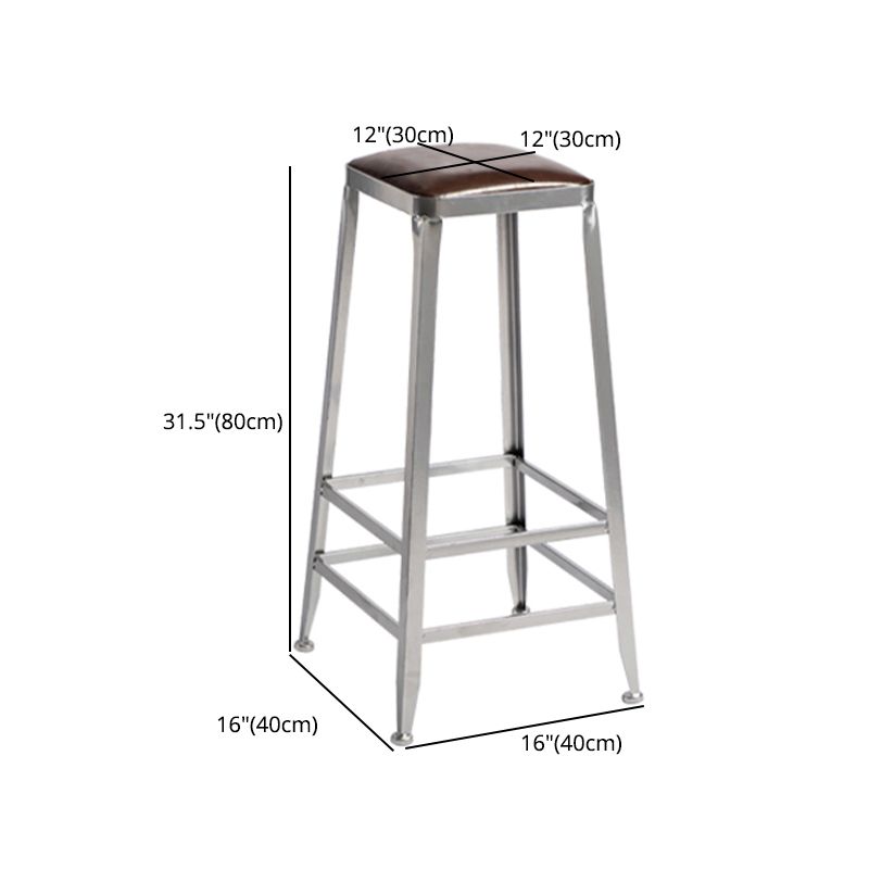 Modern Armless Counter Stool Iron Restaurant Bar Stool with Leather Cushion and Pedal Clearhalo 'Bar Furniture' 'Bar Stools' 'bar_stools' 'furn' 'furn_bar_stools' 'furniture_bar_stools' 'Kitchen & Dining Furniture' 'kitchen&dining_furn' 'kitchen' 'kitchen_furn' Furniture' 1200x1200_81ac6298-36b7-47be-b13f-c23043d9120d