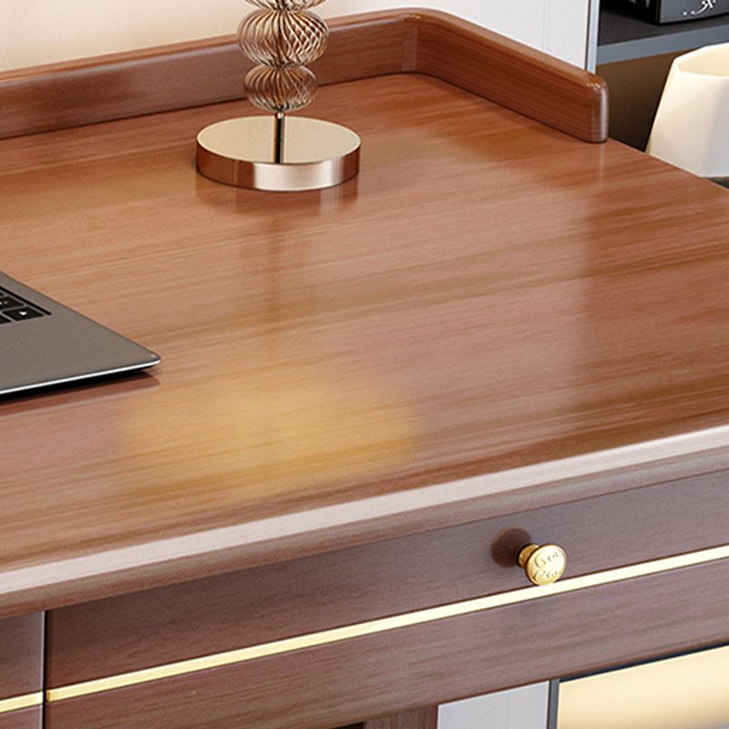 Escritorio de oficina de dormitorio escritorio de escritura de madera sólida con cajones, 31.5 "H