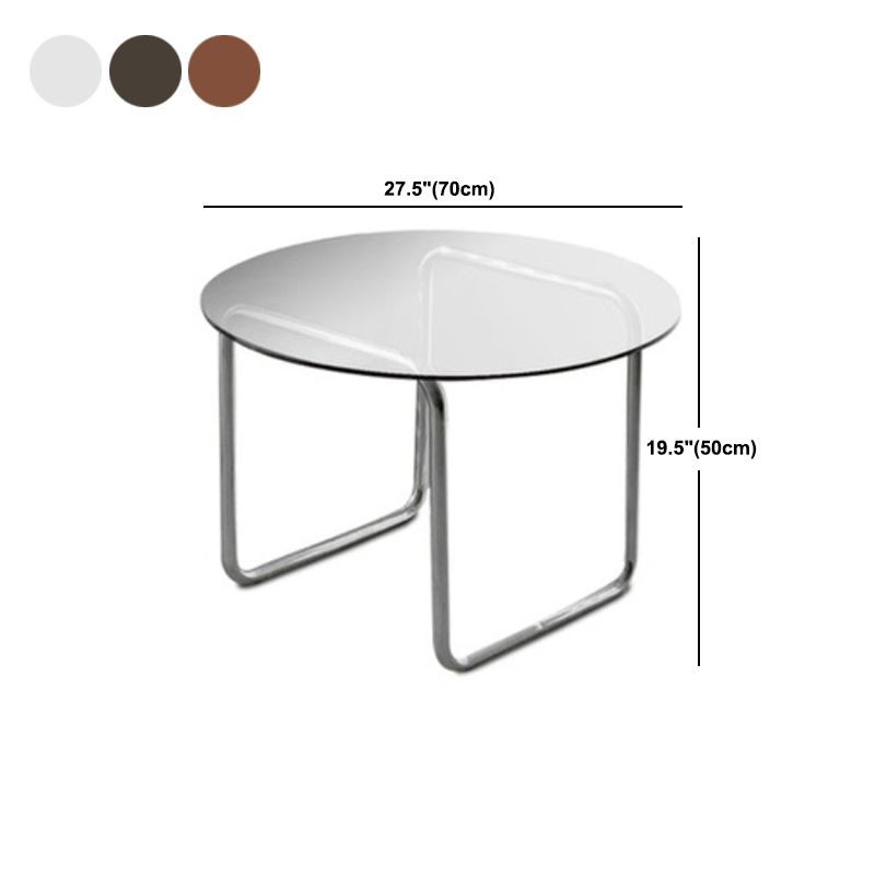 Modern Round Cocktail Table with Glass Top and Steel Sled Base Clearhalo 'Coffee & Accent Tables' 'Coffee Tables' 'coffee_tables' 'furn' 'furn_coffee_tables' 'Furniture' 'Living Room Furniture' 1200x1200_81ad47a5-2a84-4644-ba59-2dd0bcd70a57