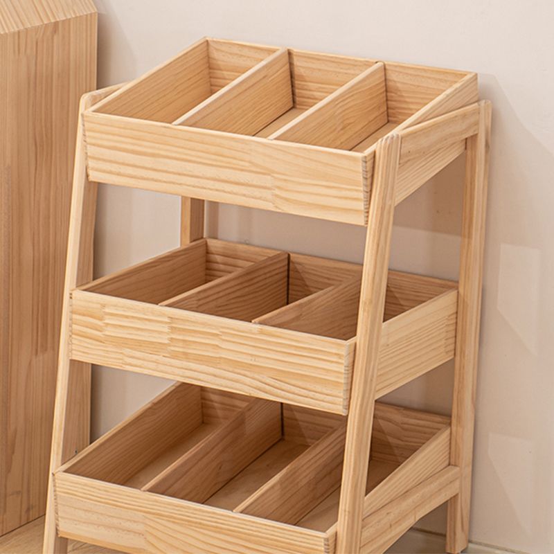 Scandinavian Natural Rectangle Coffee Table with Wheels Solid Wood Top