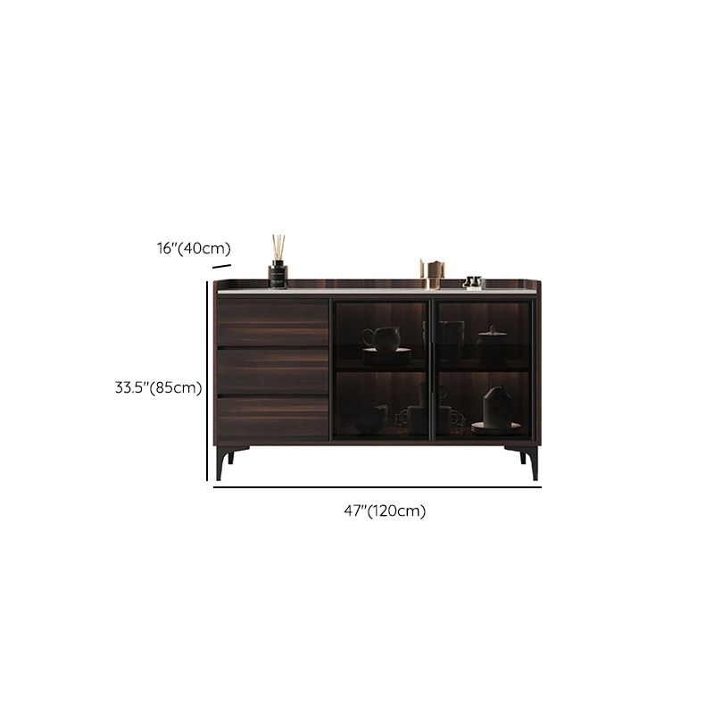 Credenza de comedor de parador de buffet de madera sólida contemporánea con luces LED