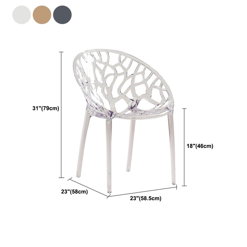 Scandinavian Armless Dining Chairs Acrylic Cross Back Side Chair