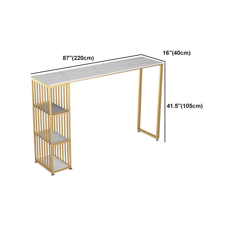 1/2/3 Pieces Glam Iron Bar Table Set Rectangle White Stone Top Bistro Set with Shelf Clearhalo 'Bar Furniture' 'furn' 'furn_home_bar_bar_sets' 'Furniture' 'Home Bars & Bar Sets' 'home_bar_bar_sets' 'Kitchen & Dining Furniture' 1200x1200_81b4aa46-e2ac-468c-8dd4-f62e3432d31f