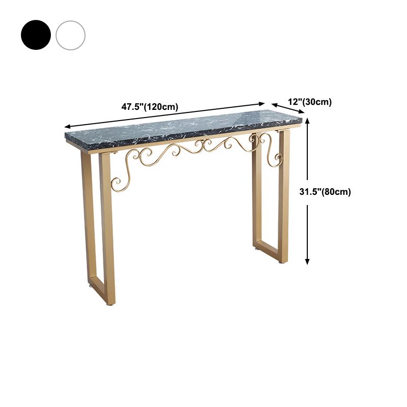 Glam Marble Console Table 12" W Rectangle Sled Accent Table for Hall Clearhalo 'Console Tables' 'console_tables' 'Entry & Mudroom Furniture' 'furn' 'furn_console_tables' 'Furniture' 1200x1200_81b4e402-ad92-452d-9db9-33afea37adf6
