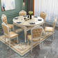 Faux Marble Dining Table Round 4 Legs Dining Site Table with Drop-Leaf Clearhalo 'Dining Tables & Seating' 'Dining Tables' 'dining_table' 'furn' 'furn_dining_table' 'Furniture' 'Kitchen & Dining Furniture' 1200x1200_81b839c1-a29d-4667-a1b1-8c6e3dbecac9