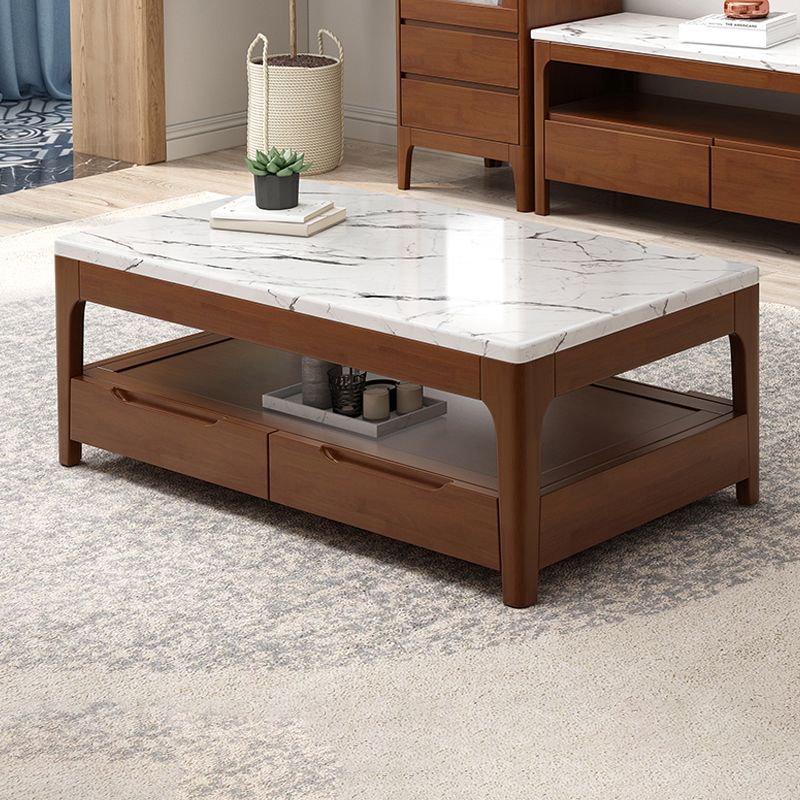 Modern 4 Legs with Storage Drawers Rectangular Single Coffee Table Clearhalo 'Coffee & Accent Tables' 'Coffee Tables' 'coffee_tables' 'furn' 'furn_coffee_tables' 'Furniture' 'Living Room Furniture' 1200x1200_81b83d75-9855-4053-8259-c73b6c90c2fb