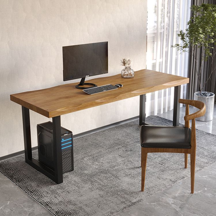 Industrial Style Writing Desk Solid Wood Office Desk with Sled Base Clearhalo 'furn' 'furn_office_desk' 'Furniture' 'Office Desks' 'Office Furniture' 'office_desk' 1200x1200_81b9957e-5a86-40b7-91b9-1bf464884810