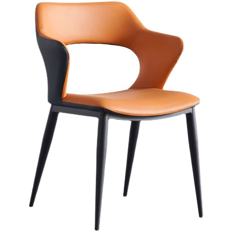 Modern Style Metal Arm Chair Open Back Dining Side Chair with Upholstered Clearhalo 'Dining Chairs' 'Dining Tables & Seating' 'dining_chair' 'furn' 'furn_dining_chair' 'Furniture' 'furniture_dining_chair' 'Kitchen & Dining Furniture' 1200x1200_81ba7008-2d21-49d1-818b-6a253481ae79