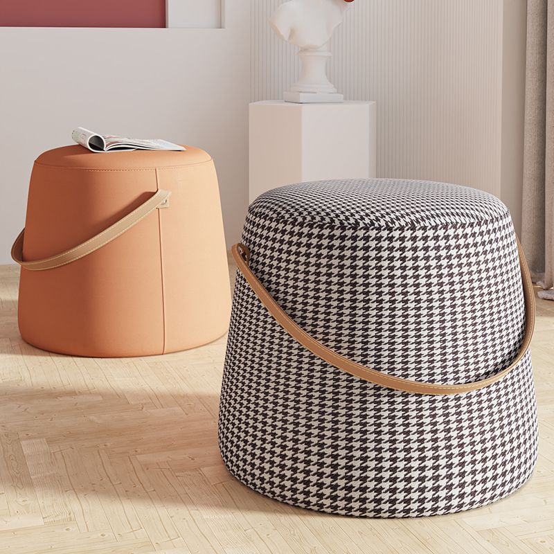 Stylish Round Ottoman Pure Color Faux Leather Water Resistant Standard Ottoman Clearhalo 'furn' 'furn_ottomans_poufs' 'Furniture' 'Living Room Furniture' 'Ottomans & Poufs' 'ottomans_poufs' 1200x1200_81baf090-0931-41fa-93a2-ae5dc4c18604