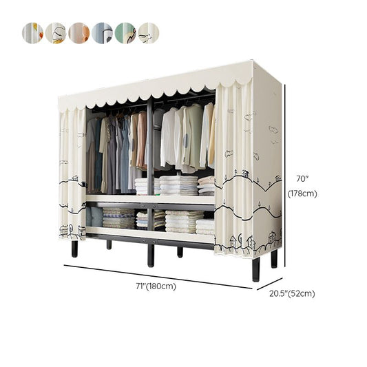 Metal Frame Freestanding Wardrobe Foldable Wardrobe with Garment Rod