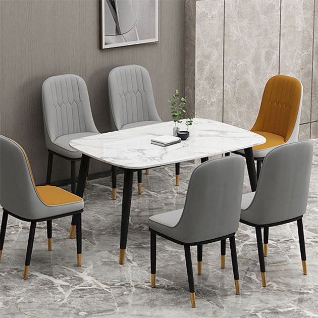 Glam Style Metal Dining Room Chairs Armless Parsons Leather Chair for Restaurant Clearhalo ' kitchen&dining_furn' 'Dining Chairs' 'Dining Tables & Seating' 'dining_chair' 'furn' 'furn_dining_chair' 'Furniture' 'furniture_dining_chair' 'Kitchen & Dining Furniture' 'kitchen' 1200x1200_81be9131-7463-40a4-9932-03bb7cf3ab71