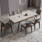 White Mid-Century Dining Table Stone Top Table with Wooden Frame Clearhalo 'Dining Tables & Seating' 'Dining Tables' 'dining_table' 'furn' 'furn_dining_table' 'Furniture' 'Kitchen & Dining Furniture' 1200x1200_81beb330-4c13-4d55-ab3e-a7298dcb3c2e
