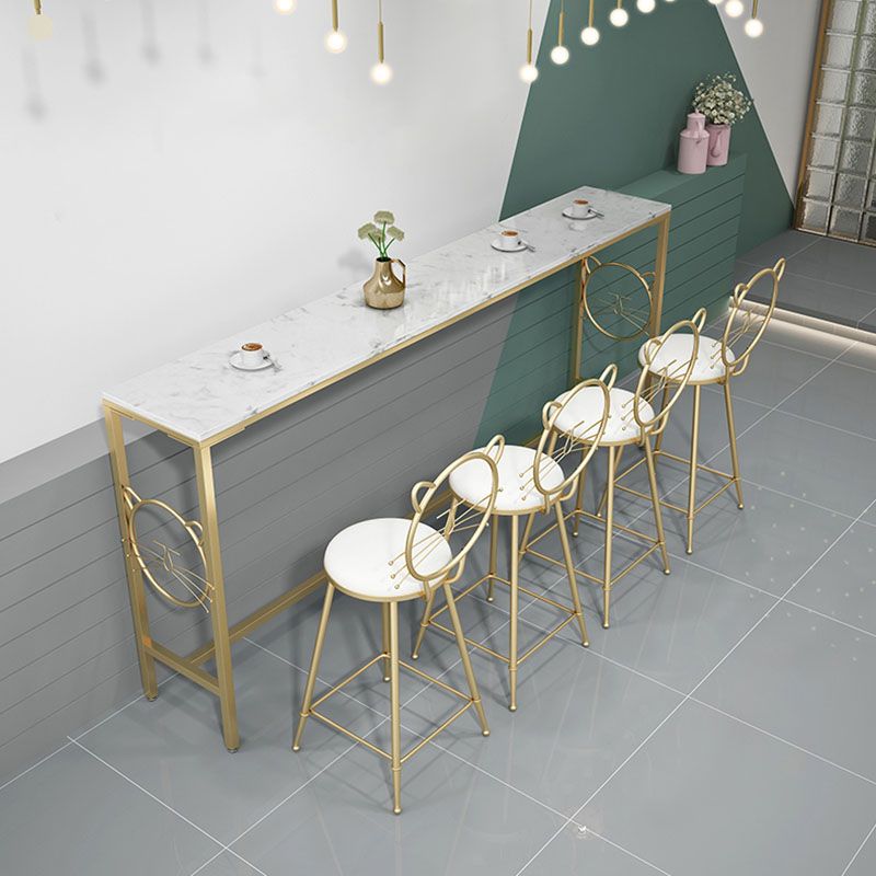 Tavolo da bancone rettangolo glam barre di marmo di marmo/tavolo da dinette in bianco