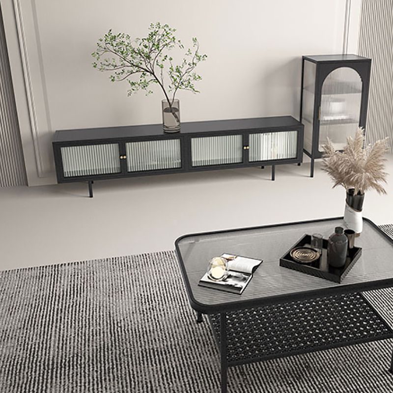 Home Metal TV Console Industrial Rectangle TV Cabinet with Glass Doors Clearhalo 'furn' 'furn_tv_stands_entertainment_centers' 'Furniture' 'Living Room Furniture' 'TV Stands & Entertainment Centers' 'TV Stands & Media Storage Furniture' 'tv_stands_entertainment_centers' 1200x1200_81c00fd6-ac38-481c-ade0-73937e1563d0