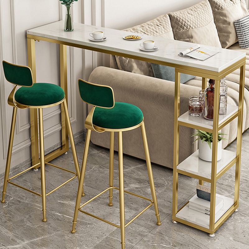 Bartisch im Glam-Stil, Steintisch mit doppeltem Sockel und Stauraum